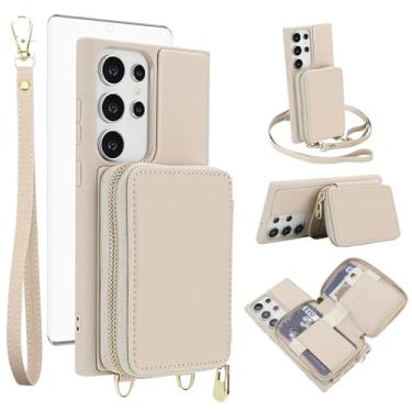 Imagem de Capa de celular para Samsung Galaxy S23 Ultra 5G Carteira de celular com protetor de tela de vidro temperado Alça transversal Cordão com bloqueio de RFID S23Ultra 23S S 23 23Ultra 17.3 cm Mulheres