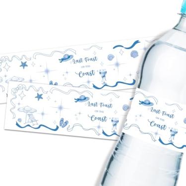 Imagem de Etiquetas de garrafa de água Last Toast On The Coast, 32 peças, adesivos de embalagem de garrafa de água de despedida de solteira Costal para decoração de festa de noivado de casamento na praia