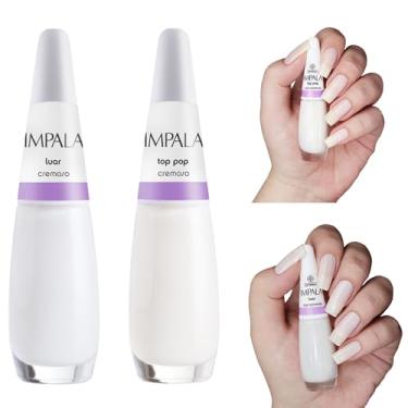 Imagem de Kit 5 Esmalte Impala Francesinha Branco Clarinho Perolado Cremoso (Luar e Top Pop)