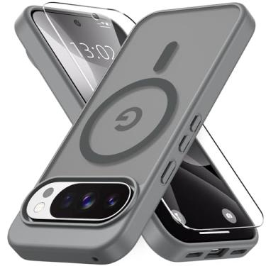 Imagem de Vansdon Capa para Google Pixel 10/10 Pro, compatível com MagSafe, capa protetora fina fosca translúcida magnética com 1 protetor de tela - proteção contra quedas de grau militar (cinza titânio)