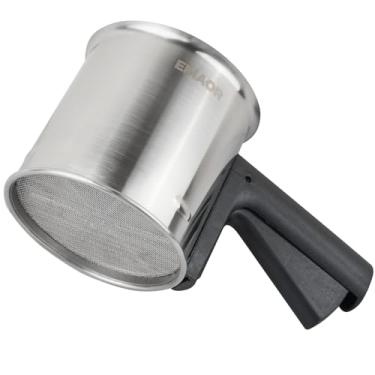 Imagem de Peneira de farinha para assar, peneira de farinha de aço inoxidável premium com malha fina para assar bolos/pão/pastelaria - Peneira de apertar à mão, durável e fácil de limpar