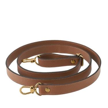 Imagem de Alça Transversal de Couro Bovino Legítimo Ajustável C/Mosquete Dourado P/Bolsa Mariart 2 cm (Camel)