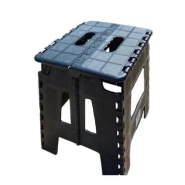 Imagem de Kit 3 Banquinhos Banqueta Dobrável De Plástico Até 100 Kg Resistente Para Viagem(3x Preto)