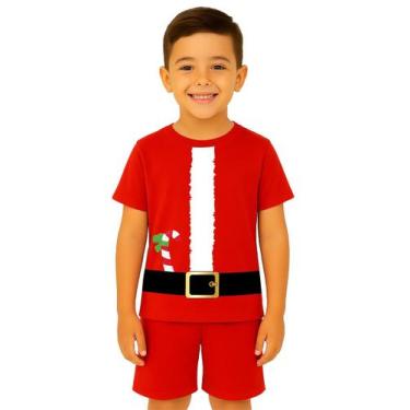 Imagem de Conjunto Infantil Temático Fantasia Natal Camiseta e Short - Calupa, 4