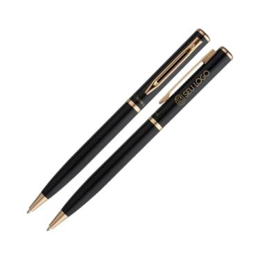 Imagem de Caneta Personalizada Presente Crown Capricci Luxo Esferográfica Nome Logo Gravação Laser (Preto)