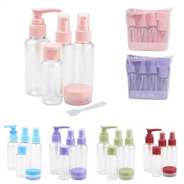Imagem de Kit de Frascos Plásticos Reutilizáveis para Viagem – Estojo Transparente com Pump, Spray e Pote