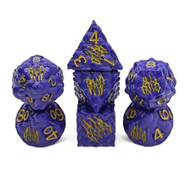 Imagem de CSITORWWE Dragon Scale Metal Dice Set-Dragon Claw,with Gift Metal Box for DND Dungeons and Dragon RPG MTG Tabletop Game (Purple)