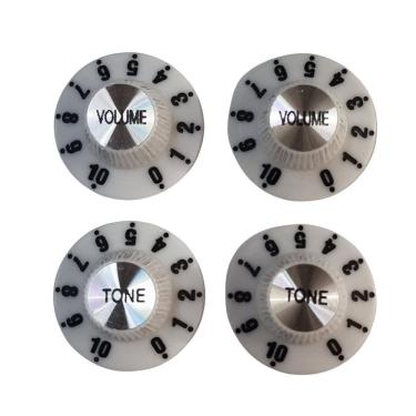 Imagem de Knob Para Guitarra Estilo Fender Retrô Branco Kit Com 4