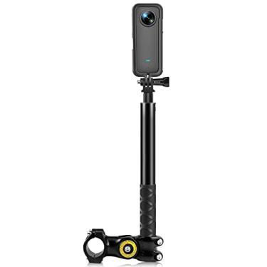 Imagem de PULUZ Suporte para guidão de motocicleta, acessórios de motocicleta para Gopro, Insta360 One × 2/×3 e outras câmeras de ação, bastão de selfie para guidão de 29 mm-32 mm com suporte de monopé