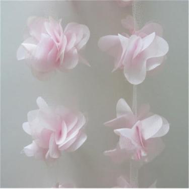 Imagem de Fita de acabamento de renda 3D de chiffon com borda de renda de 5,08 cm de largura, estilo vintage, borda de 15 cores, tecido bordado, bordado, costura, artesanato, casamento, casamento, casamento, decoração (rosa)