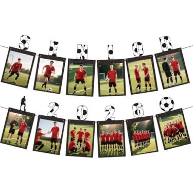 Imagem de Decorações de futebol noturno para idosos: Banner fotográfico de 2026 x 20 cm para presentes de futebol para idosos, faixa de imagem de graduação classe de 2026 decoração de formatura