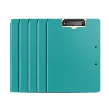 Imagem de Bolsa de documentos, 5 peças, capa dobrável, pasta de prancheta, PP, resistente, com clipe duplo, organizador de arquivos, fichário, material de escritório, suporte de documentos (azul)