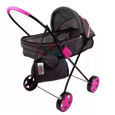 Imagem de Carrinho de Boneca Roma Xikitinha Preto com Rosa 100001 - Brinquedos O