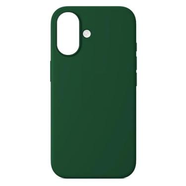 Imagem de Capinha Compatível com Iphone 16 Preta, Branca, Azul, Rosa, Bordô, Roxo, Lilás, Cinza, Pink, Bege, Flexivel, Tecnologia anti impacto, Aveludada com design PREMIUM c/logo (Verde)