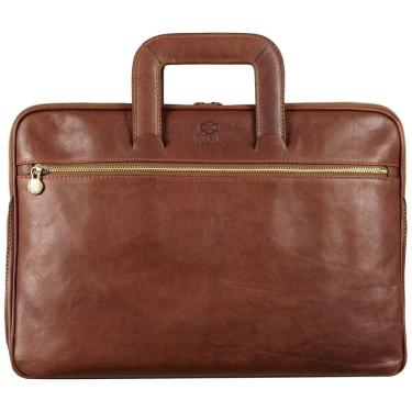 Imagem de Bolsa Maleta de Couro Masculina para Laptop, TIME RESISTANCE, Marrom