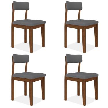 Imagem de Conjunto Com 4 Cadeiras Estofadas Utah Freijó/s.cinza - M.a
