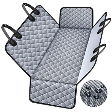 Imagem de NESTROAD Capa de assento de carro para cães para assento traseiro, à prova d'água e à prova de arranhões e rede para proteção do banco traseiro de cães, capa de assento de cachorro resistente 600D para carros, caminhões e SUVs (cinza, grande)