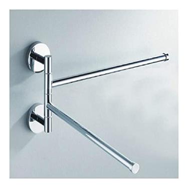 Imagem de Toalheiro, prateleiras de banheiro, toalheiro de aço inoxidável, toalheiro/tripé sem perfuração, suporte para secador de cabelo, acessórios de banheiro para banheiro, cozinha/2 barras de toalha/a