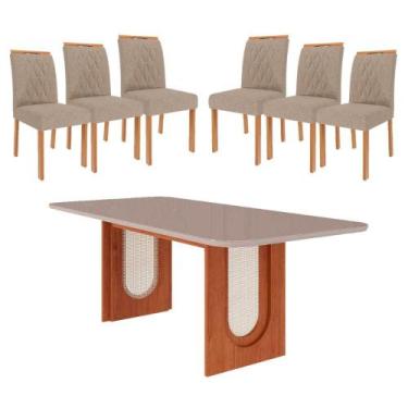 Imagem de Conjunto de Jantar Mesa Valentina 2,10 com 6 Cadeiras Juliana Wood Cin