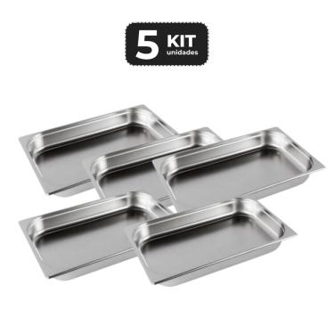 Imagem de Kit 5 Cuba Sem Alca Inox 1/1 Gn 65 Para Buffet