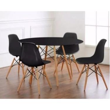 Imagem de Conjunto Mesa Eiffel 90cm Preta + 4 Cadeiras Dsw Eiffel Design Charles Eames Preta