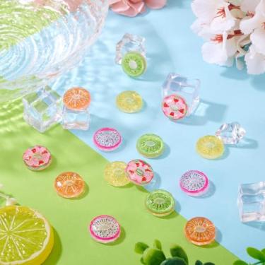 Imagem de 15 peças de pingentes de geleca de rosquinha de fruta melancia laranja pitaya fatias cabochão de frutas fofas contas planas para decoração de capa de celular DIY scrapbook enfeites