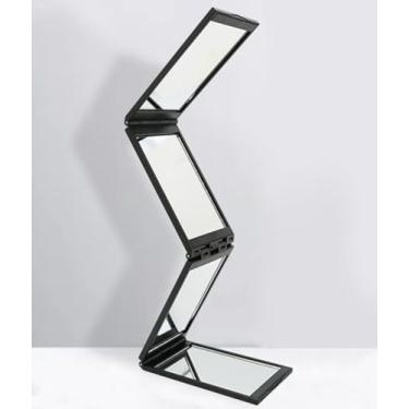 Imagem de Espelho de 4 painéis, espelho de mesa de 360 graus para corte de cabelo