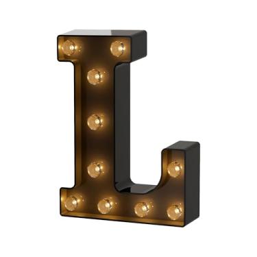 Imagem de Letreiro de LED para letreiro com letras, letreiro preto com letras, letreiro para luz noturna, aniversário, casa, bar, Natal, Halloween, quarto, lâmpada, festa, casamento, decoração G