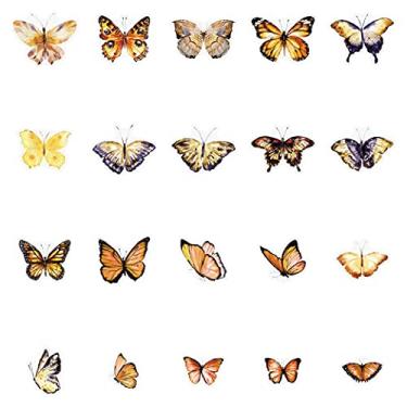 Imagem de 40 peças de adesivos de borboleta para garrafa de água - Adesivo autoadesivo impermeável transparente PET decalque para adultos decoração de cartões faça você mesmo scrapbook capa de telefone laptop