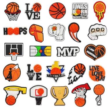 Imagem de Pingentes de plantas elegantes e fofas, decoração para sapatos, pingentes de flores arco-íris, acessórios de moda personalizados e presentes, 24 peças - basquete - 1, One Size