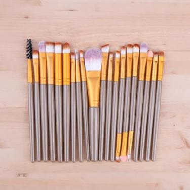 Imagem de Conjunto de 20 pincéis profissionais de maquiagem, delineador de sombra, pincel de maquiagem labial, cabo de café