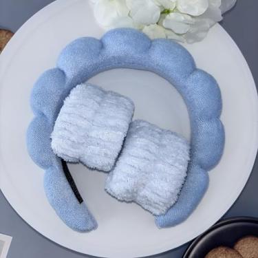 Imagem de Conjunto de 3 faixas de cabeça de pelúcia macia para spa para lavagem do rosto e remoção de maquiagem, acessórios de cuidados com a pele para mulheres, meninas, maquiagem inchada, faixa de cabelo e