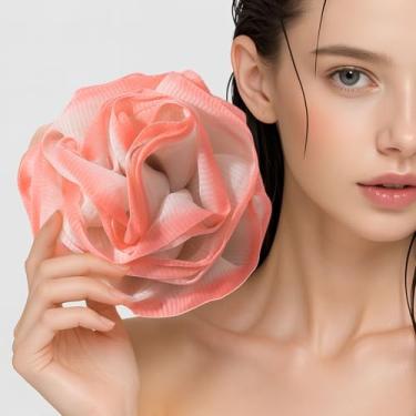 Imagem de Loofah para mulheres, esponja de banho de malha macia de 70 g, esfregão de chuveiro esfoliante para o corpo, esponjas de bucha de viagem para acessórios de chuveiro, rosa