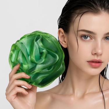 Imagem de Bucha de chuveiro para mulheres, esponja de banho de malha de 70 g, buchas macias, esfoliante para limpeza diária do corpo, verde