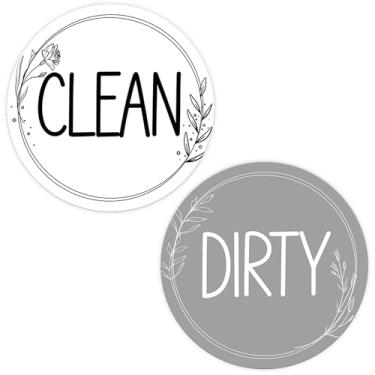 Imagem de Ímã de lava-louças letreiro limpo sujo, dupla face, redondo, minimalista, floral, limpo/sujo, ímã para máquinas de lavar louça, acessórios magnéticos modernos para casa e cozinha