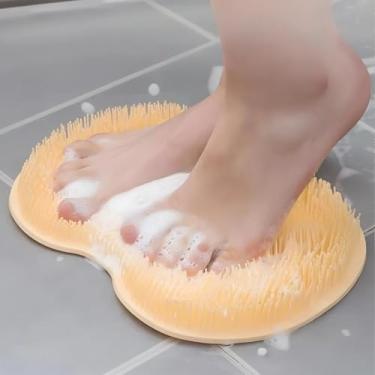 Imagem de Almofada de banho esfoliante para as costas, tapete esfoliante para pés e costas, tapete massageador de pés livres com ventosas antiderrapantes