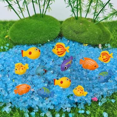 Imagem de 20 peças mini estatuetas de peixes marinhos 2,5 cm figuras de vida oceânica em miniatura desenhos animados de resina, topos de bolo para bricolage, jardim de fadas, musgo, paisagem, terrário