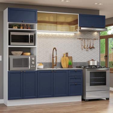 Imagem de Armário De Cozinha Completa 270 Cm Branco-azul Vik Madesa 04 Branco-azul