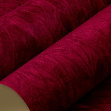 Imagem de LaCheery Papel de parede de veludo vermelho escuro descasque e cole papel de parede borgonha para quarto papel de parede de veludo flocado papel de parede tecido vermelho forro de feltro papel de