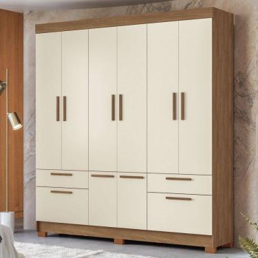 Imagem de Guarda-Roupa Casal Leoni 8 Portas 4 Gavetas Jatoba/Areia - Pnr Móveis