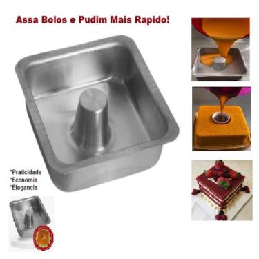 Imagem de Forma de Pudim Quadrada de Tubo, Torta Suiça Alta Grande Para air frye