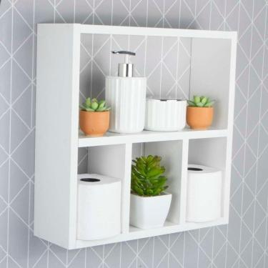 Imagem de Nicho Decorativo Organizador Para Banheiro Branco 40cm Nancy