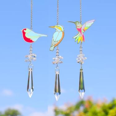 Imagem de Apanhador de sol de cristal de beija-flor, enfeite para pendurar na janela de vidro, prisma de cristal, para uso ao ar livre, interior, casa, jardim, decoração de festa