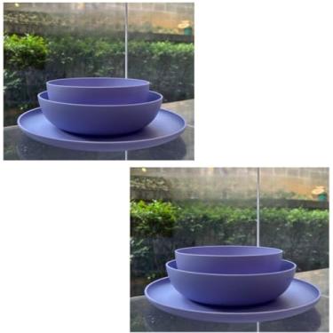 Imagem de ogo de 3 Pratos Resistente Linha Colours – Variedade de Cores, Livre de BPA e Uso no Micro-ondas | Prato Raso, Fundo e Bowl Modernos(Kit 2 jogos de pratos/Lavanda)
