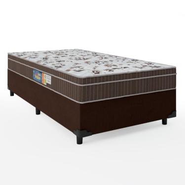 Imagem de Cama Box Solteiro Colchão Espuma Orthoface Polar 88x188x63cm Marrom - Suporta Até 120kg Marrom