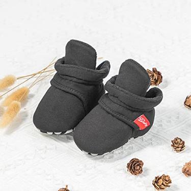 Imagem de Bota infantil de algodão macio antiderrapante, quente, de lã, aconchegante, para uso interno, meias de inverno para bebês e meninas, 02 - Preto, 12-18 Months Toddler