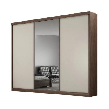 Imagem de Guarda Roupa Manaus 3 Portas De Correr E 4 Gavetas Com Espelho Valverde Canion/off White