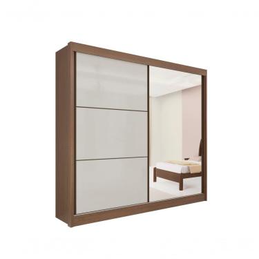Imagem de Guarda Roupa Titanium 2 Portas 6 Gavetas Com Espelho Com Pés D' Doro Castanho/off White