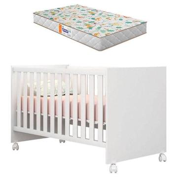 Imagem de Berço Americano Doce Sonho 100 Branco Brilho Com Colchão Gazin – Qmovi