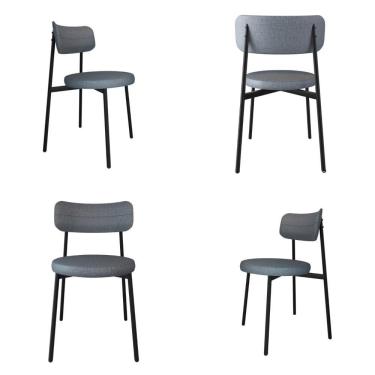 Imagem de 4 Unidades Cadeira Kyta Fixa C/4 Pés 50 X 44,7 X 83,8 Cm. Corriente Cinza Corriente Cinza